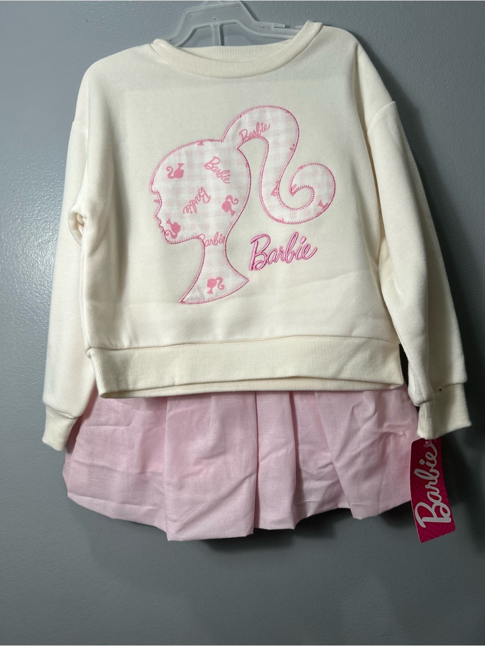 Barbie Pink & Cream Girls' Skirt Set
